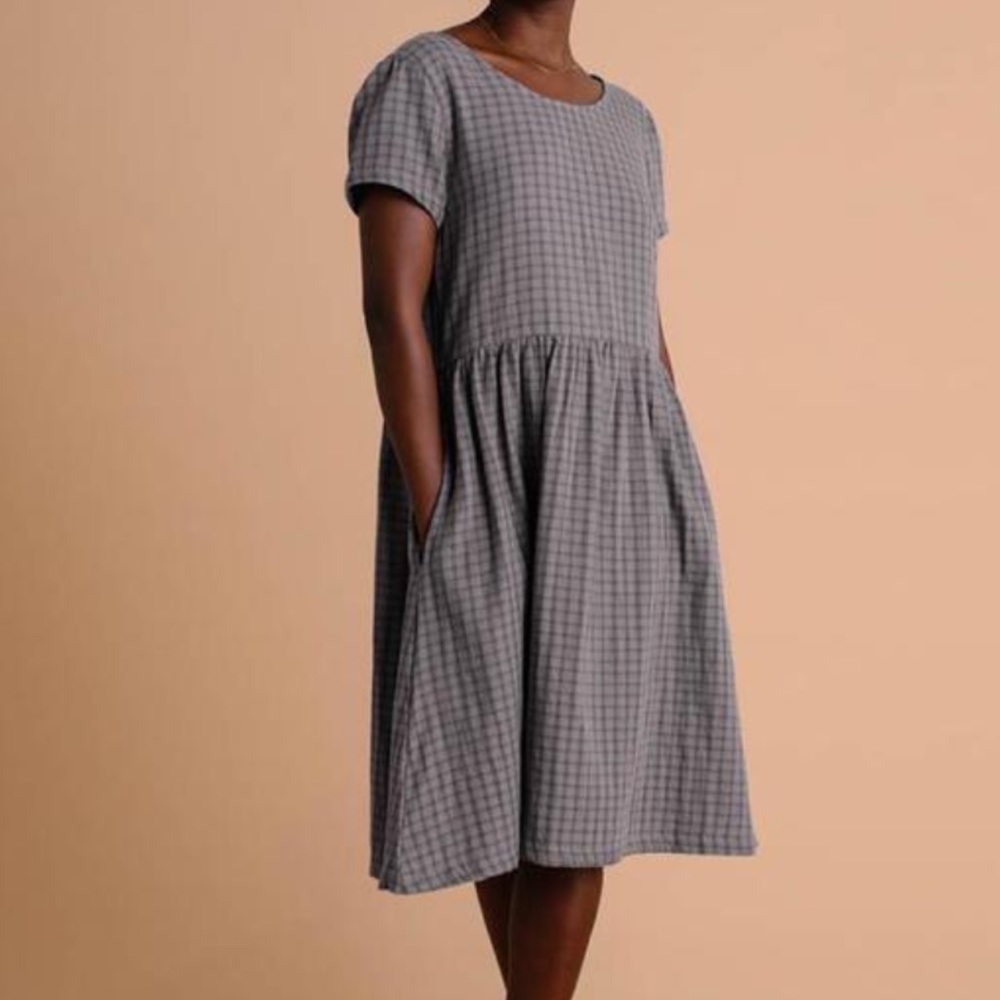 NWT Olli Ella Linden dress breakfast check (blue)